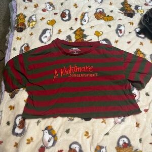 Nightmare on Elm Street, classic horror film striped cropped tee